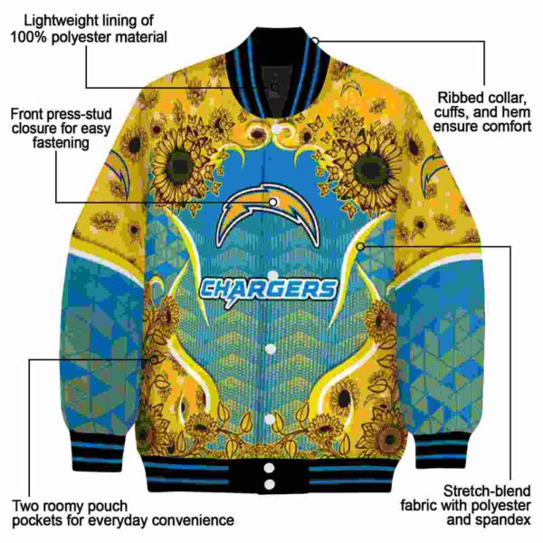 los angeles chargers sunflower bloom blue yellow jacket new arrival
