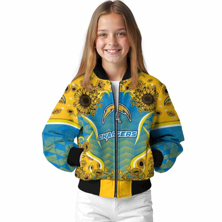 los angeles chargers sunflower bloom blue yellow jacket top rated