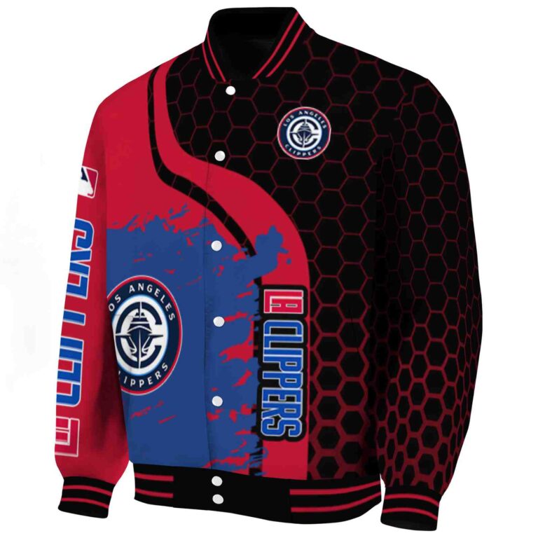 los angeles clippers hexagonal pattern red black jacket best selling