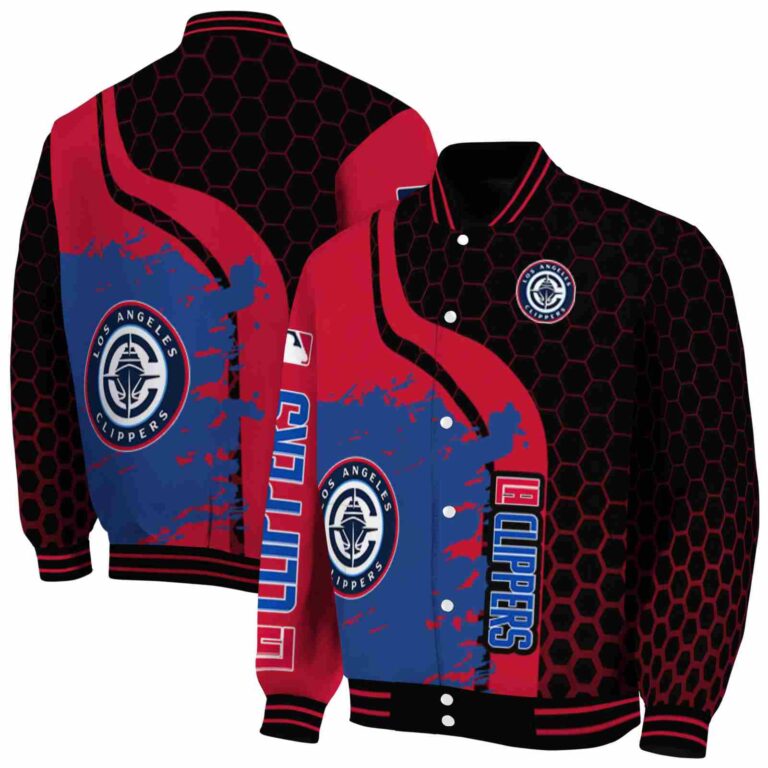 los angeles clippers hexagonal pattern red black jacket fashion forward