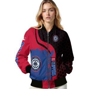 los angeles clippers hexagonal pattern red black jacket latest model