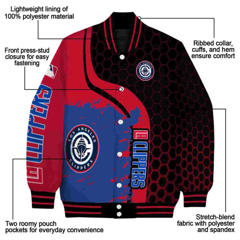 los angeles clippers hexagonal pattern red black jacket new arrival