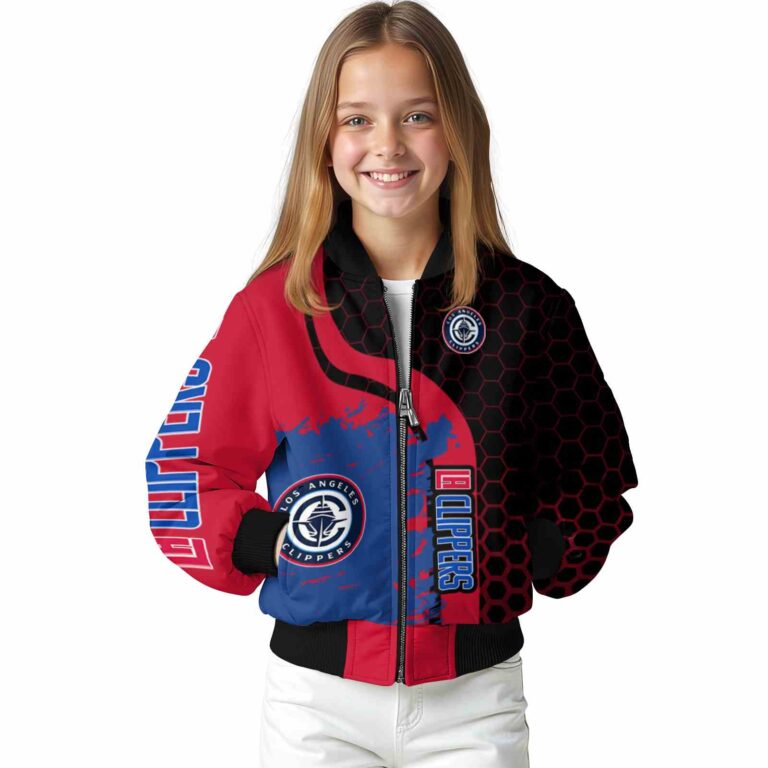 los angeles clippers hexagonal pattern red black jacket top rated