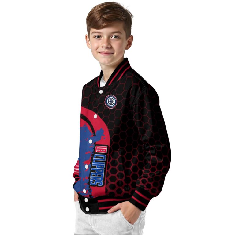 los angeles clippers hexagonal pattern red black jacket trendy