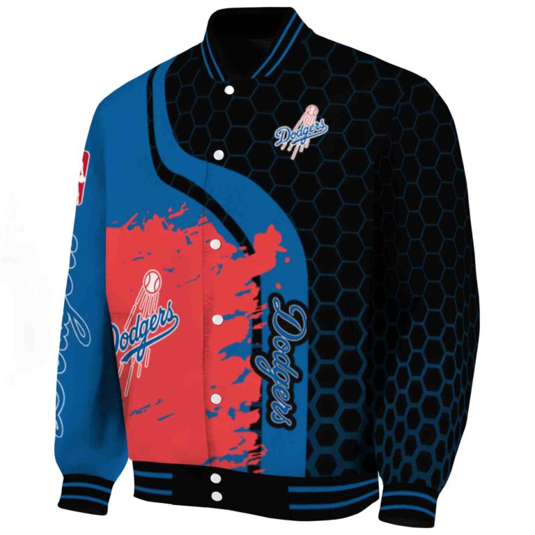los angeles dodgers hexagonal pattern blue black jacket best selling