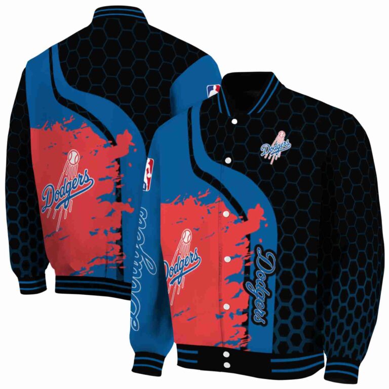 los angeles dodgers hexagonal pattern blue black jacket fashion forward