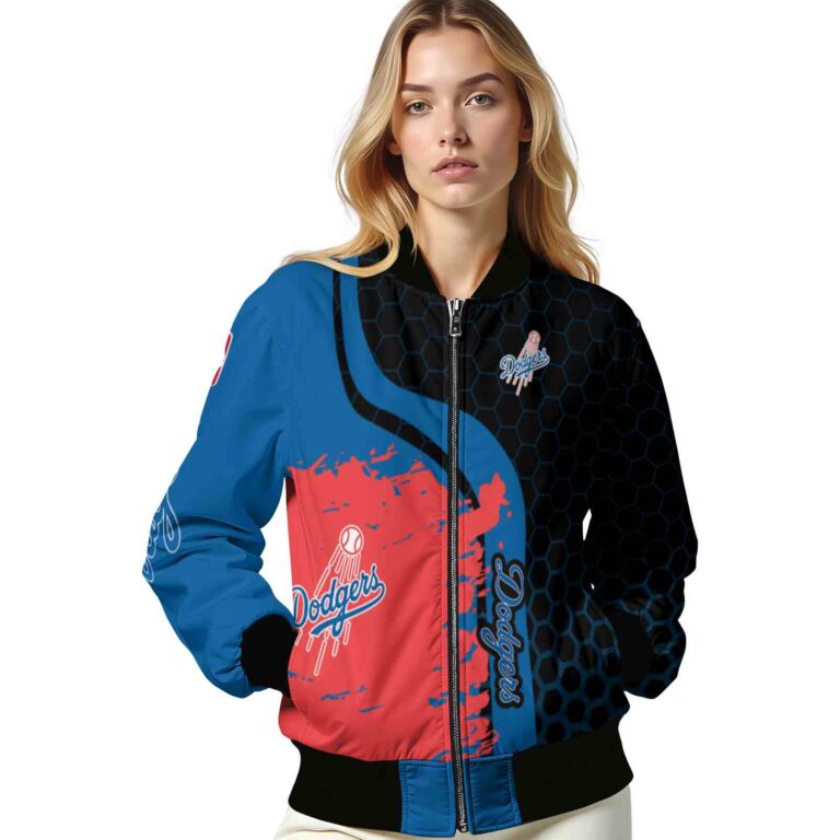 los angeles dodgers hexagonal pattern blue black jacket latest model