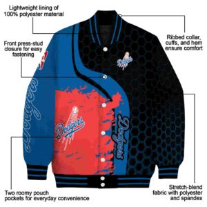 los angeles dodgers hexagonal pattern blue black jacket new arrival