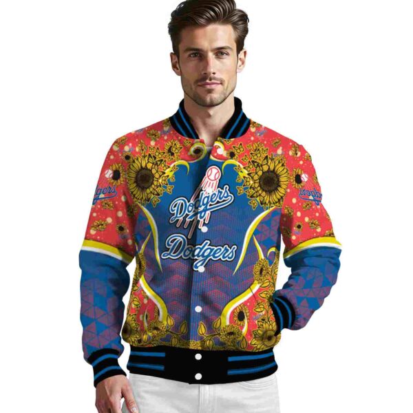 los angeles dodgers sunflower bloom blue yellow jacket high quality