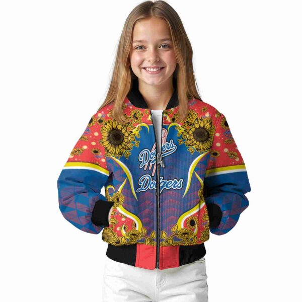 los angeles dodgers sunflower bloom blue yellow jacket top rated