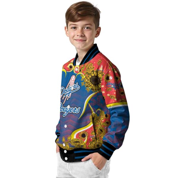 los angeles dodgers sunflower bloom blue yellow jacket trendy