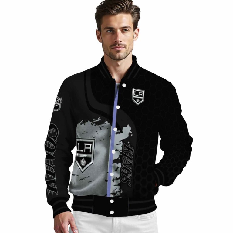 los angeles kings hexagonal pattern black jacket high quality
