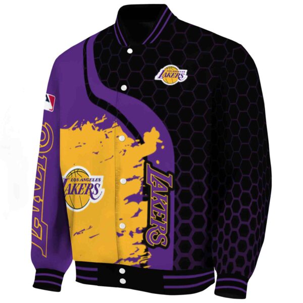 los angeles lakers hexagonal pattern purple black jacket best selling