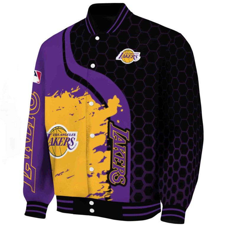 los angeles lakers hexagonal pattern purple black jacket best selling