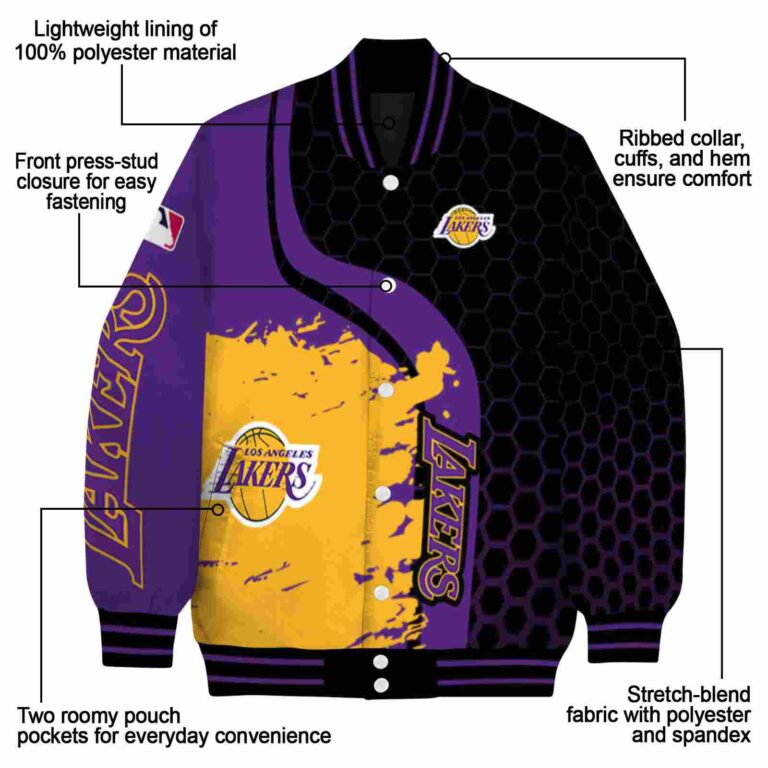 los angeles lakers hexagonal pattern purple black jacket new arrival