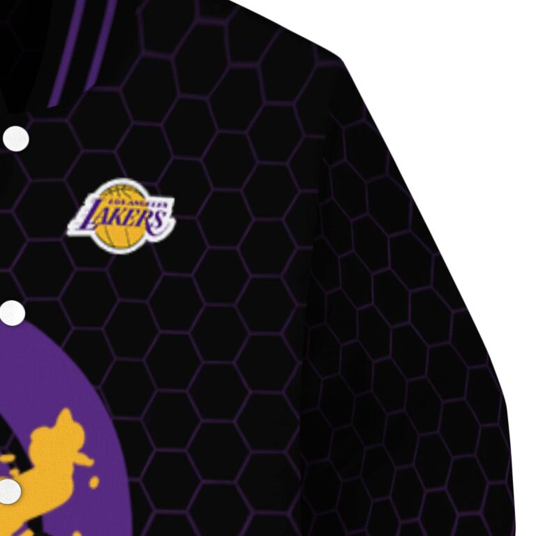 los angeles lakers hexagonal pattern purple black jacket premium grade