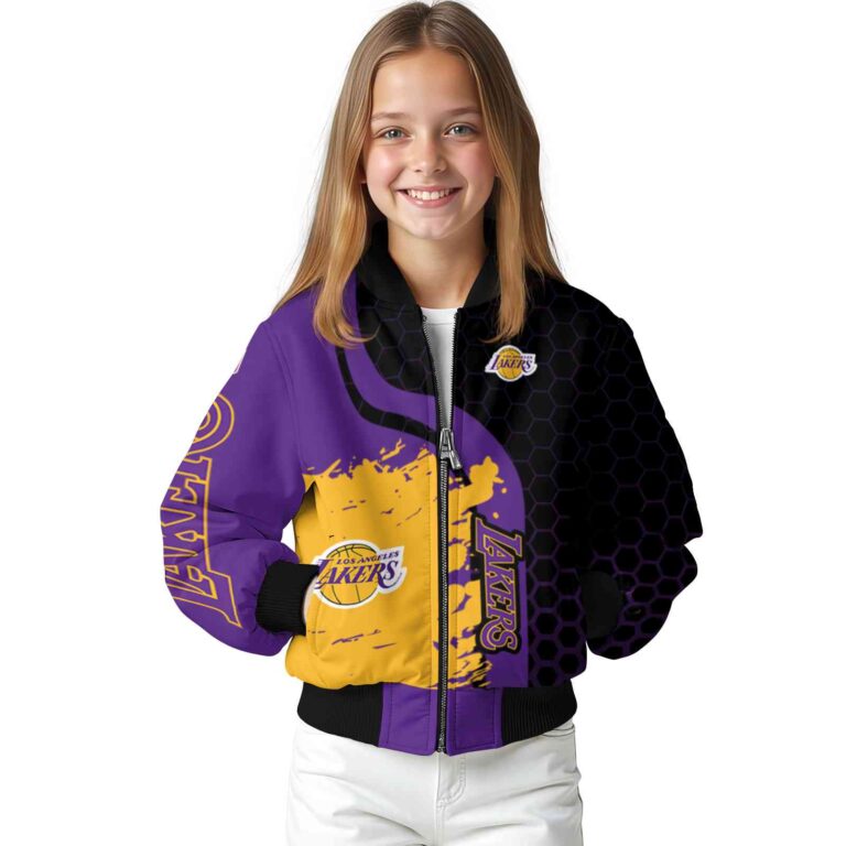 los angeles lakers hexagonal pattern purple black jacket top rated