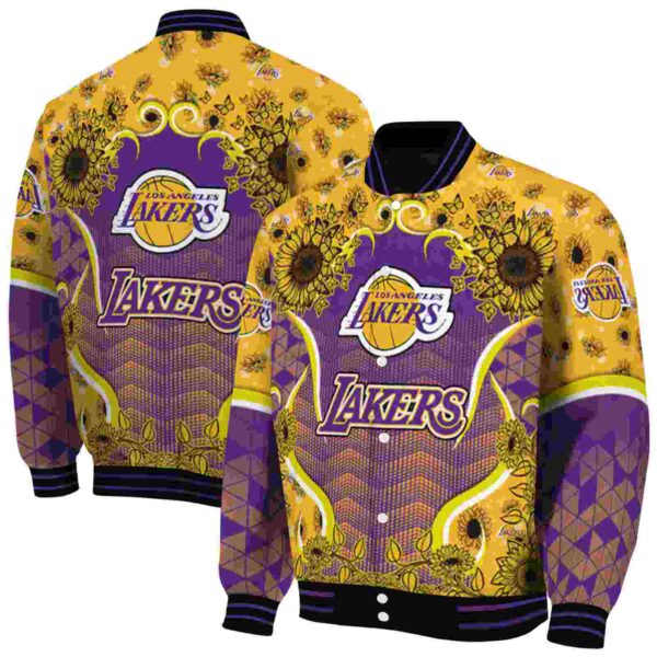 los angeles lakers sunflower bloom purple yellow jacket fashion forward