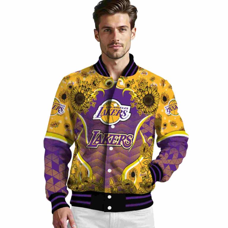 los angeles lakers sunflower bloom purple yellow jacket high quality
