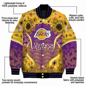 los angeles lakers sunflower bloom purple yellow jacket new arrival