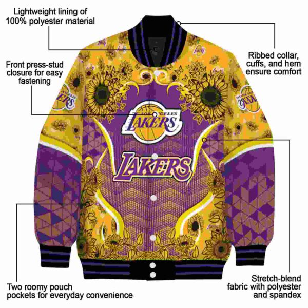 los angeles lakers sunflower bloom purple yellow jacket new arrival