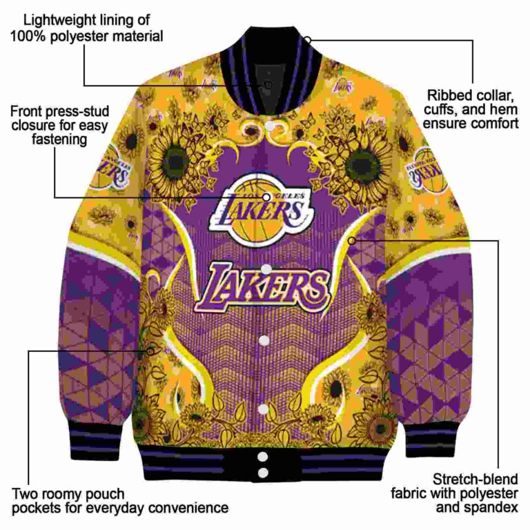 los angeles lakers sunflower bloom purple yellow jacket new arrival