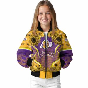 los angeles lakers sunflower bloom purple yellow jacket top rated