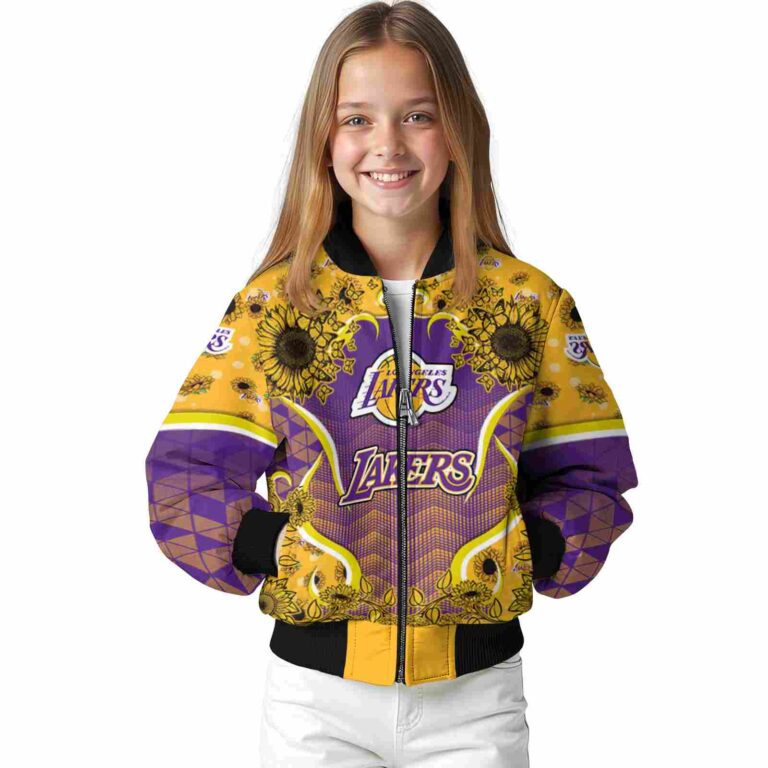 los angeles lakers sunflower bloom purple yellow jacket top rated