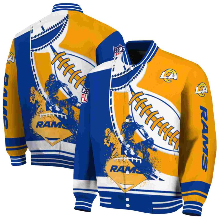 los angeles rams baseball stitching orange white jacket fashion forward
