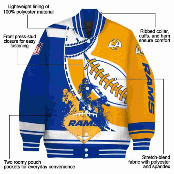 los angeles rams baseball stitching orange white jacket new arrival