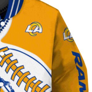 los angeles rams baseball stitching orange white jacket premium grade