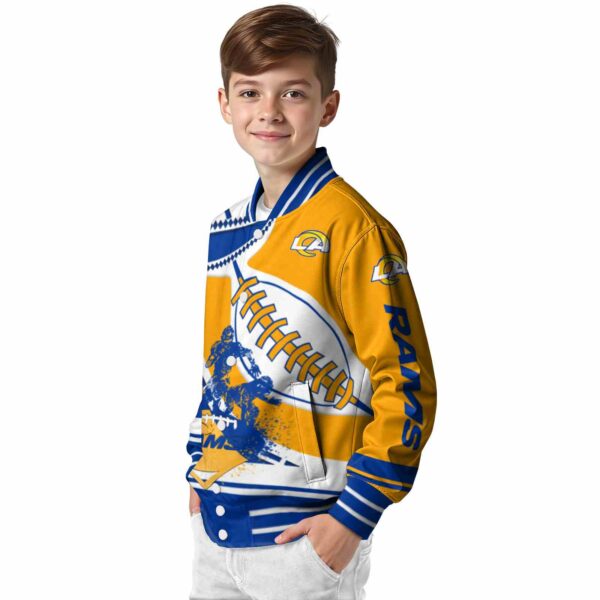 los angeles rams baseball stitching orange white jacket trendy