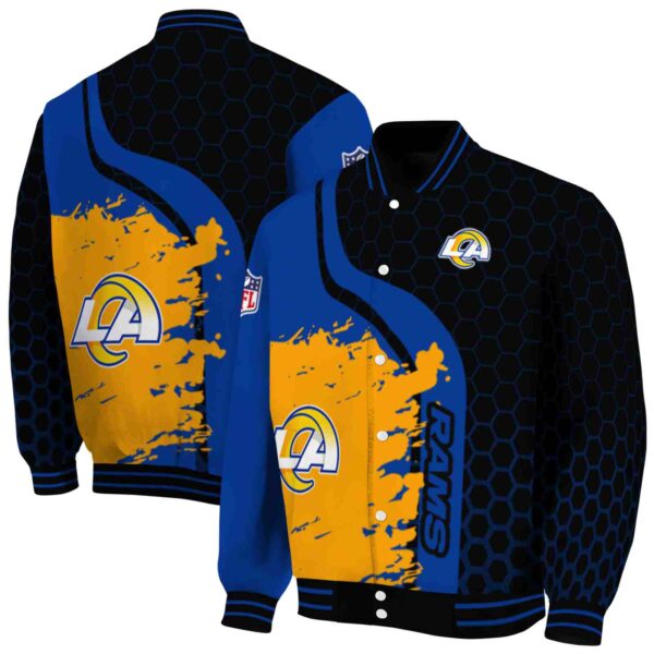 los angeles rams hexagonal pattern blue black jacket fashion forward