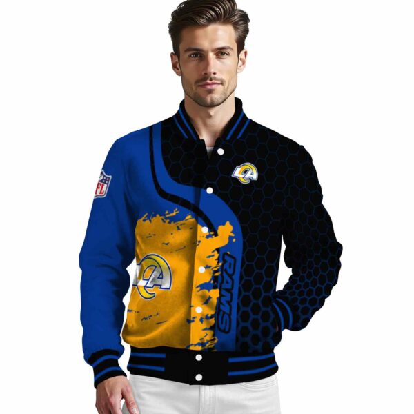 los angeles rams hexagonal pattern blue black jacket high quality