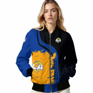 los angeles rams hexagonal pattern blue black jacket latest model