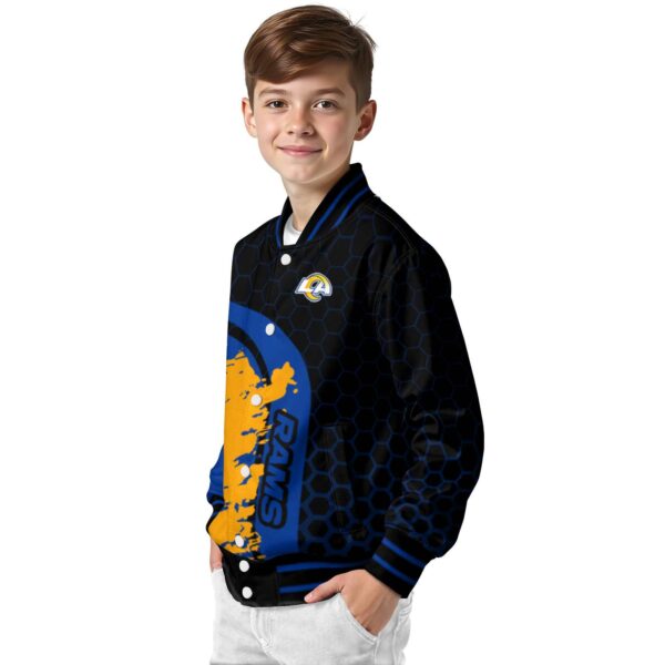 los angeles rams hexagonal pattern blue black jacket trendy