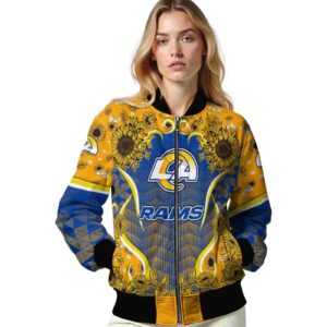 los angeles rams sunflower bloom blue yellow jacket latest model