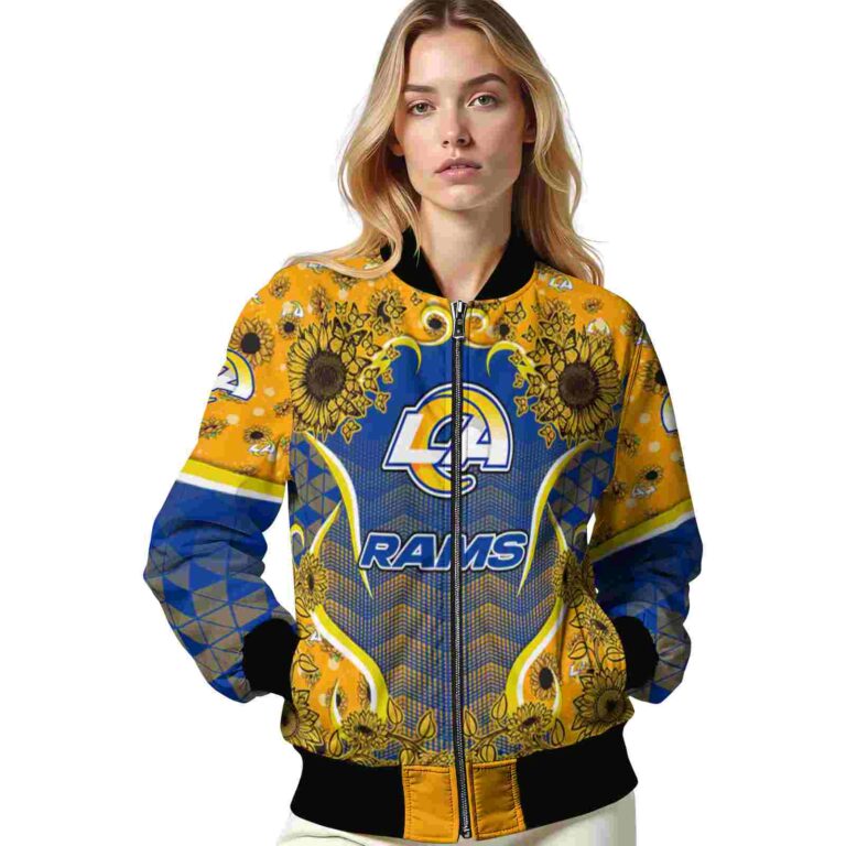 los angeles rams sunflower bloom blue yellow jacket latest model