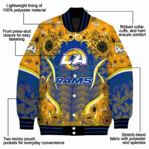 los angeles rams sunflower bloom blue yellow jacket new arrival
