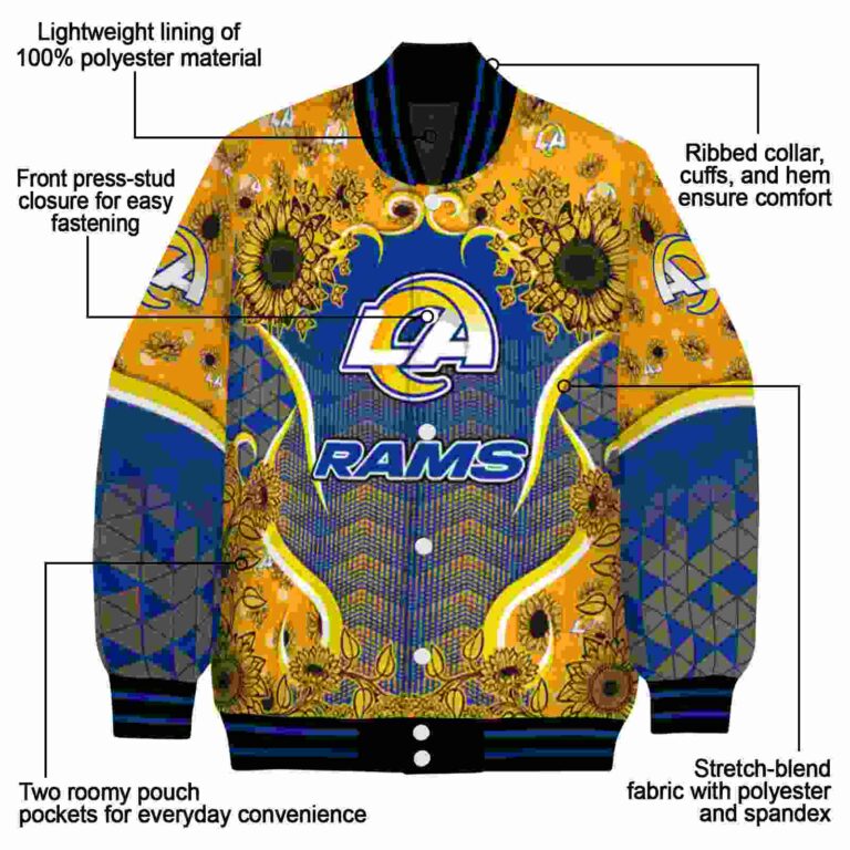 los angeles rams sunflower bloom blue yellow jacket new arrival