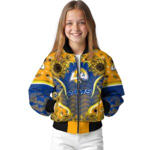 los angeles rams sunflower bloom blue yellow jacket top rated