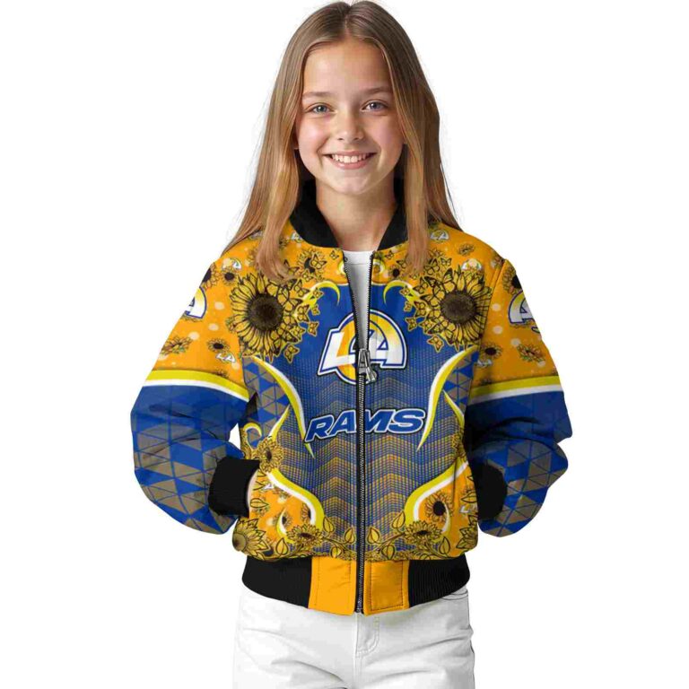 los angeles rams sunflower bloom blue yellow jacket top rated