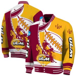louisiana monroe warhawks baseball stitching gold white jacket fashion forward