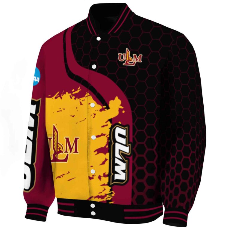 louisiana monroe warhawks hexagonal pattern red black jacket best selling