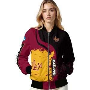 louisiana monroe warhawks hexagonal pattern red black jacket latest model