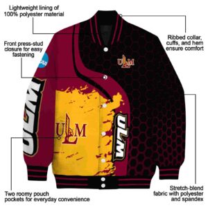 louisiana monroe warhawks hexagonal pattern red black jacket new arrival