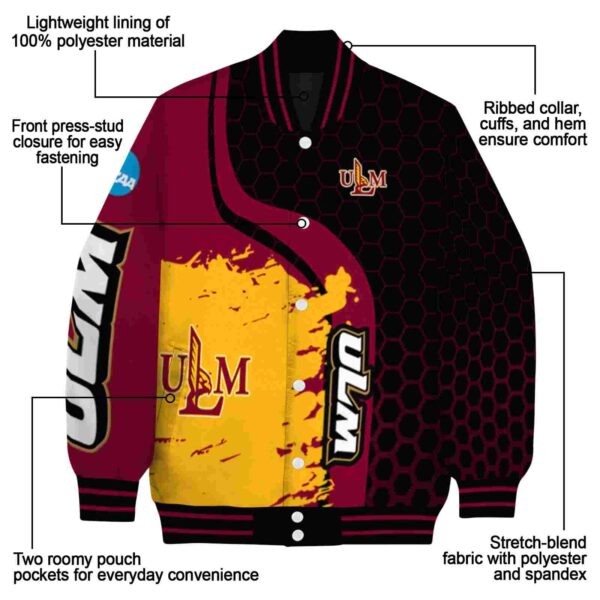 louisiana monroe warhawks hexagonal pattern red black jacket new arrival