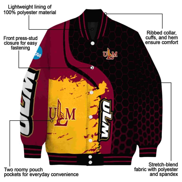 louisiana monroe warhawks hexagonal pattern red black jacket new arrival