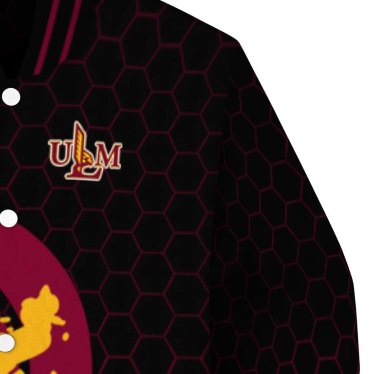 louisiana monroe warhawks hexagonal pattern red black jacket premium grade