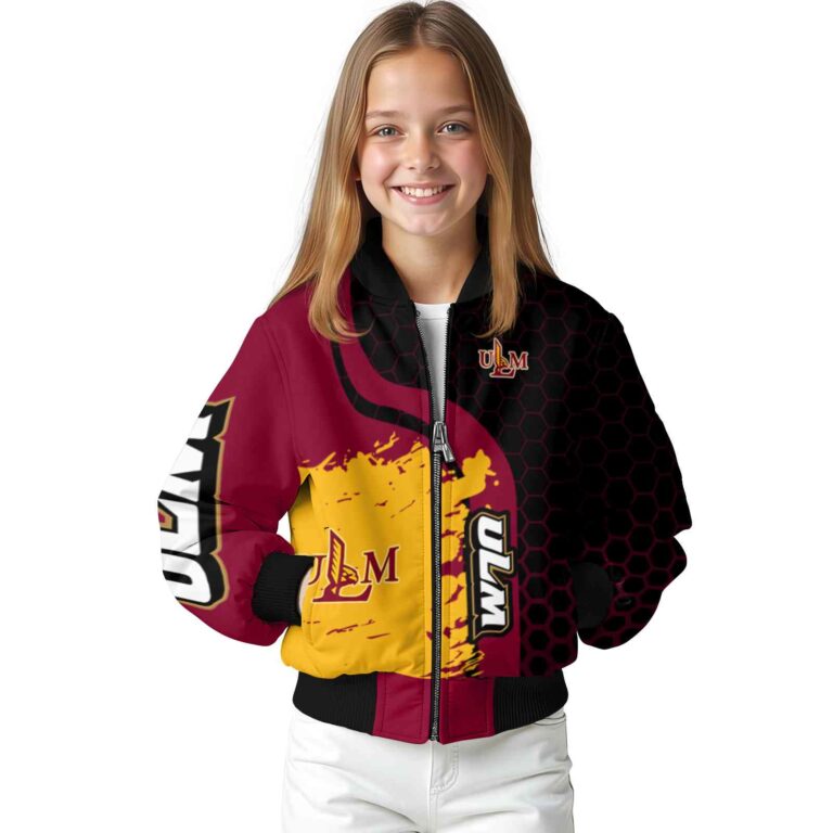 louisiana monroe warhawks hexagonal pattern red black jacket top rated